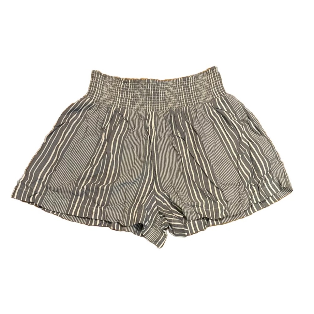 Women's Small American Eagle Soft Shorts Gray Blue Casual Striped Elastic Waist